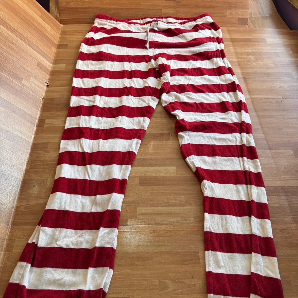 Burt's bees striped pajama pants unisex cotton red/white Christmas size med